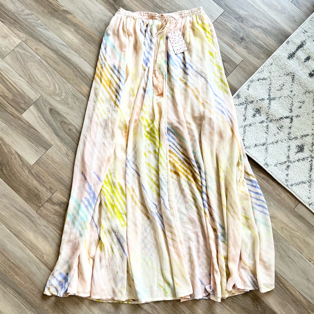 NWT Free People True to You Maxi Skirt Size S New Sheer Boho Sheer Tassel